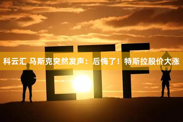 科云汇 马斯克突然发声：后悔了！特斯拉股价大涨